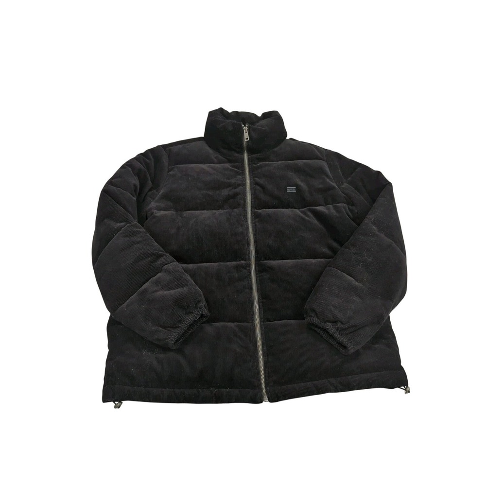 Levi Puffer Jacket Mens L Black Corduroy Cotton Quilted Workwear Gorpcore Coat